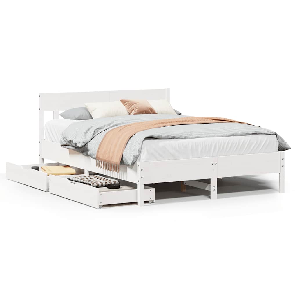 Bedframe zonder matras massief grenenhout wit 120x190 cm is nu te koop bij PeponiXL, paradijselijk wonen!