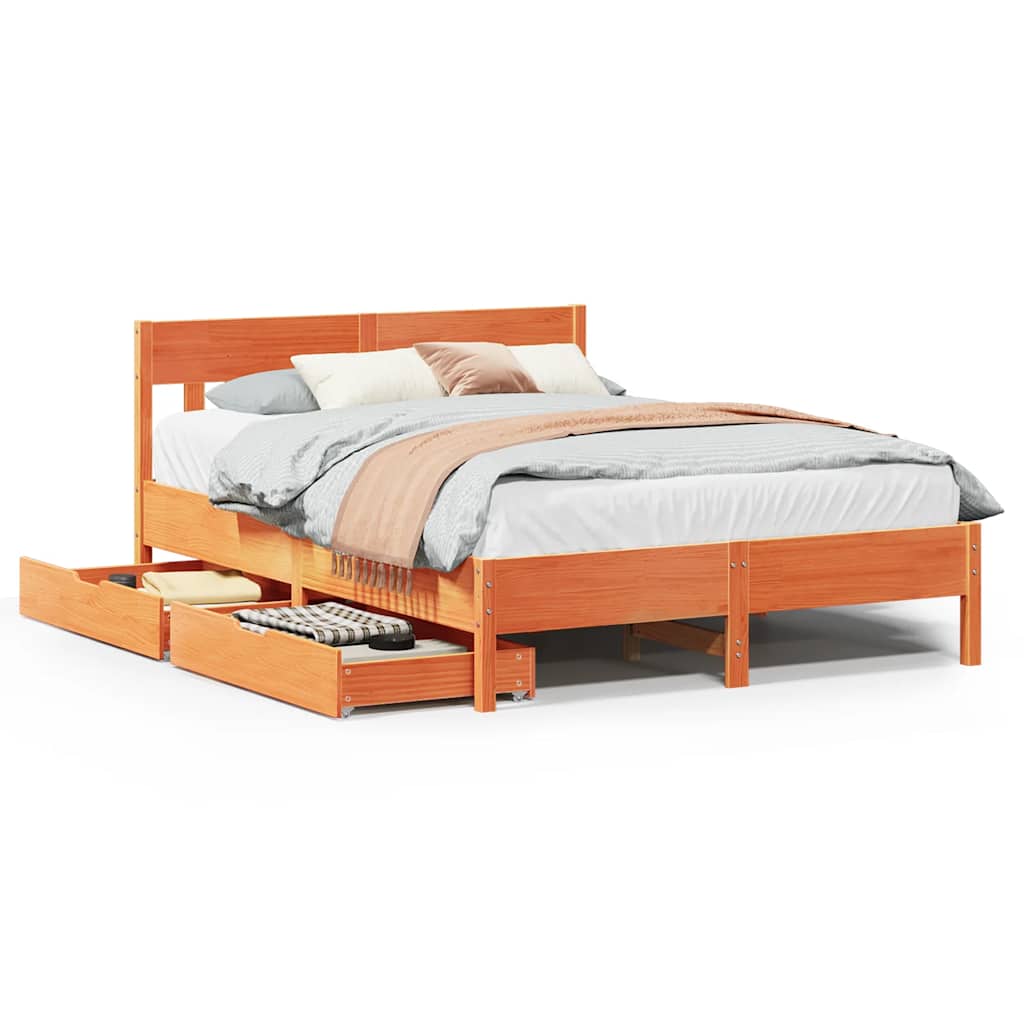 Bedframe zonder matras massief grenenhout wasbruin 120x190 cm is nu te koop bij PeponiXL, paradijselijk wonen!
