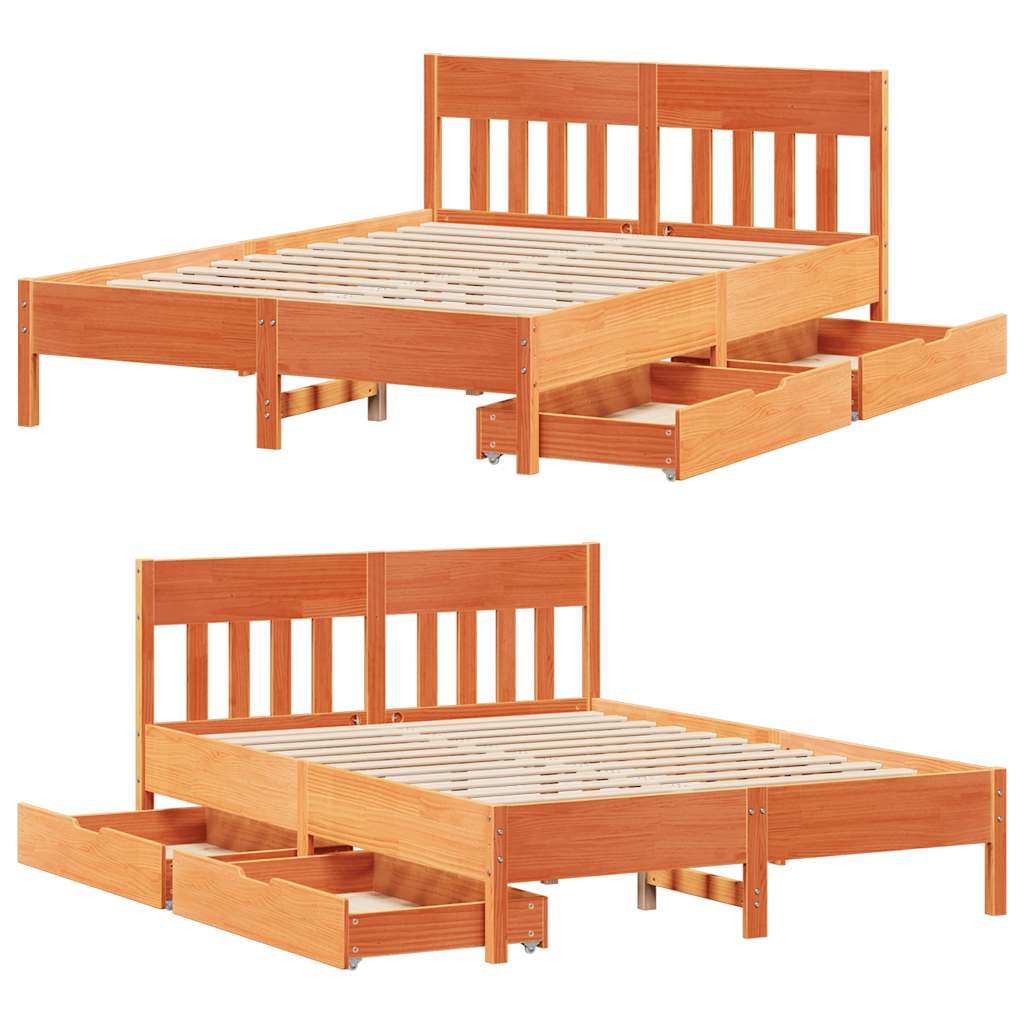 Bedframe zonder matras massief grenenhout wasbruin 120x190 cm is nu te koop bij PeponiXL, paradijselijk wonen!