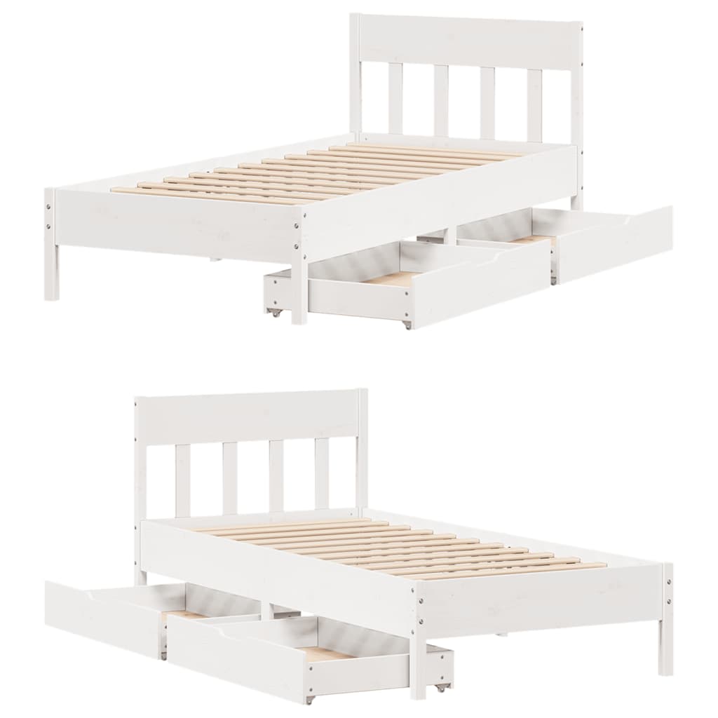 Bedframe zonder matras massief grenenhout wit 90x190 cm is nu te koop bij PeponiXL, paradijselijk wonen!
