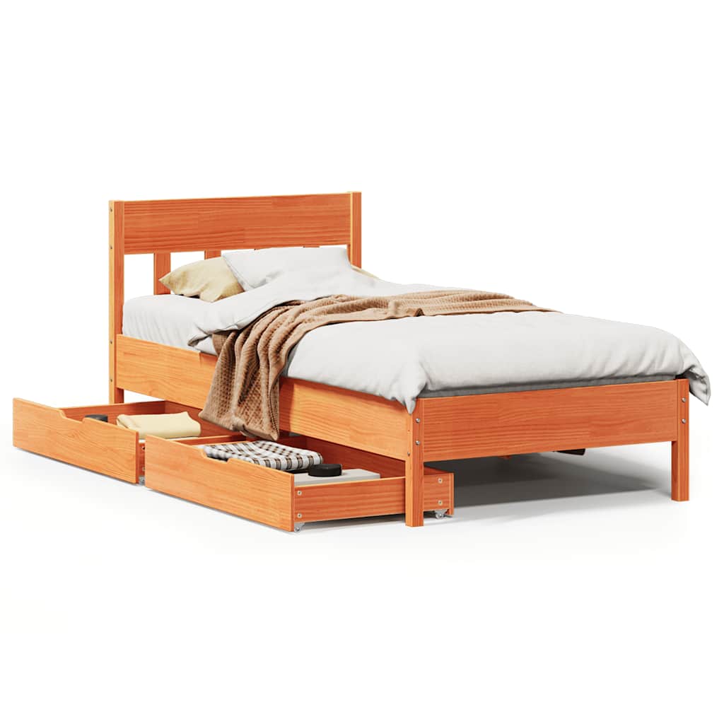 Bedframe zonder matras massief grenenhout wasbruin 90x190 cm is nu te koop bij PeponiXL, paradijselijk wonen!