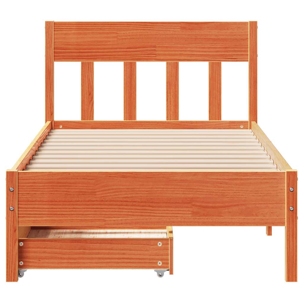 Bedframe zonder matras massief grenenhout wasbruin 90x190 cm is nu te koop bij PeponiXL, paradijselijk wonen!