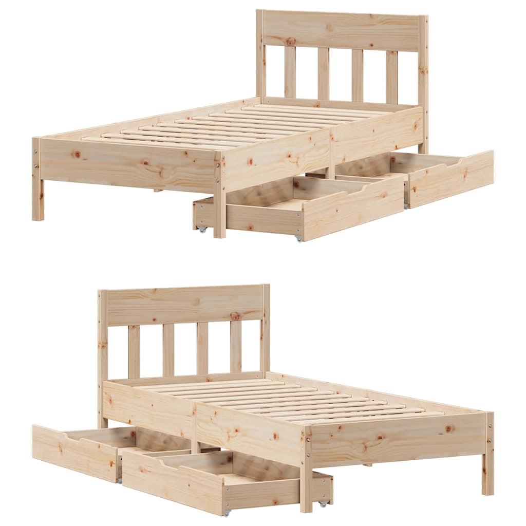 Bedframe zonder matras massief grenenhout 75x190 cm is nu te koop bij PeponiXL, paradijselijk wonen!