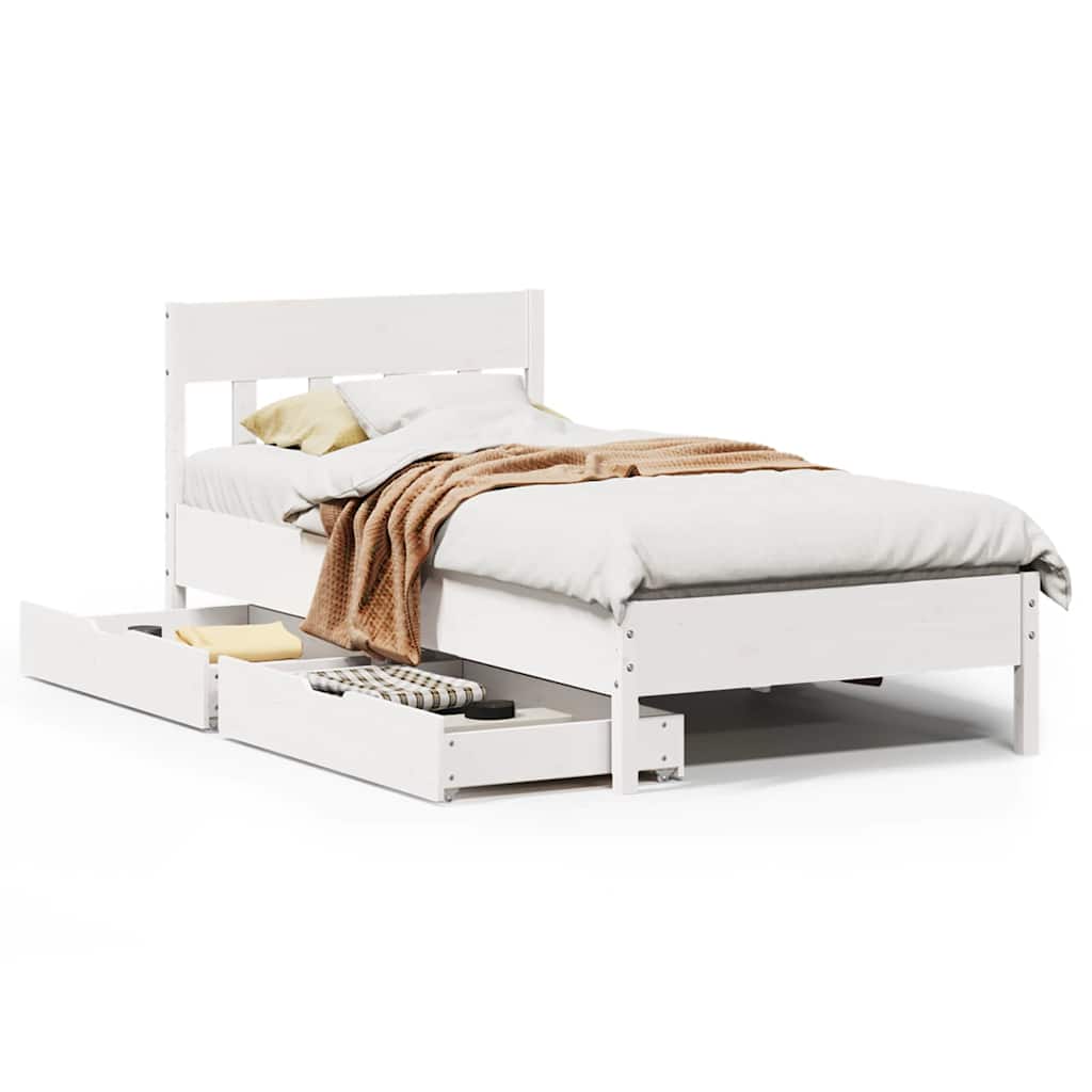 Bedframe zonder matras massief grenenhout wit 75x190 cm is nu te koop bij PeponiXL, paradijselijk wonen!