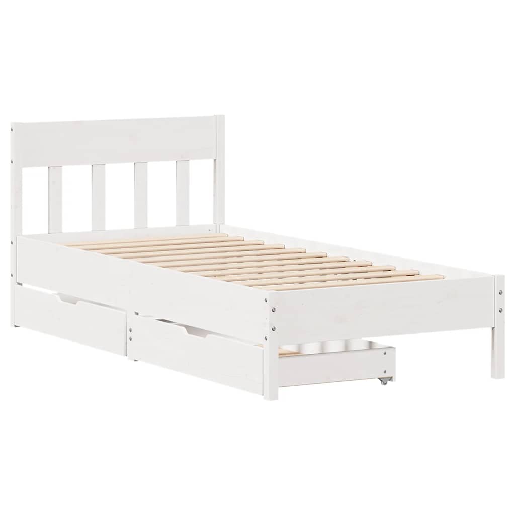 Bedframe zonder matras massief grenenhout wit 75x190 cm is nu te koop bij PeponiXL, paradijselijk wonen!
