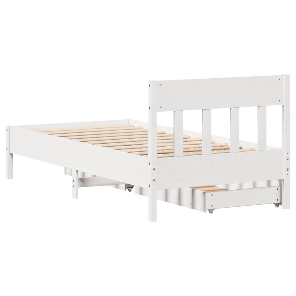 Bedframe zonder matras massief grenenhout wit 75x190 cm is nu te koop bij PeponiXL, paradijselijk wonen!