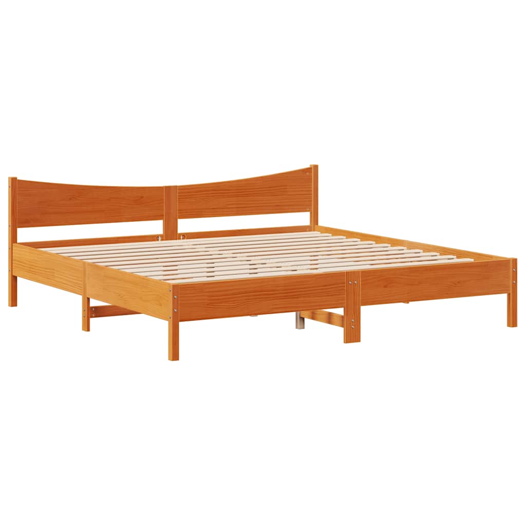 Bedframe met lades massief grenenhout wasbruin 200x200 cm is nu te koop bij PeponiXL, paradijselijk wonen!