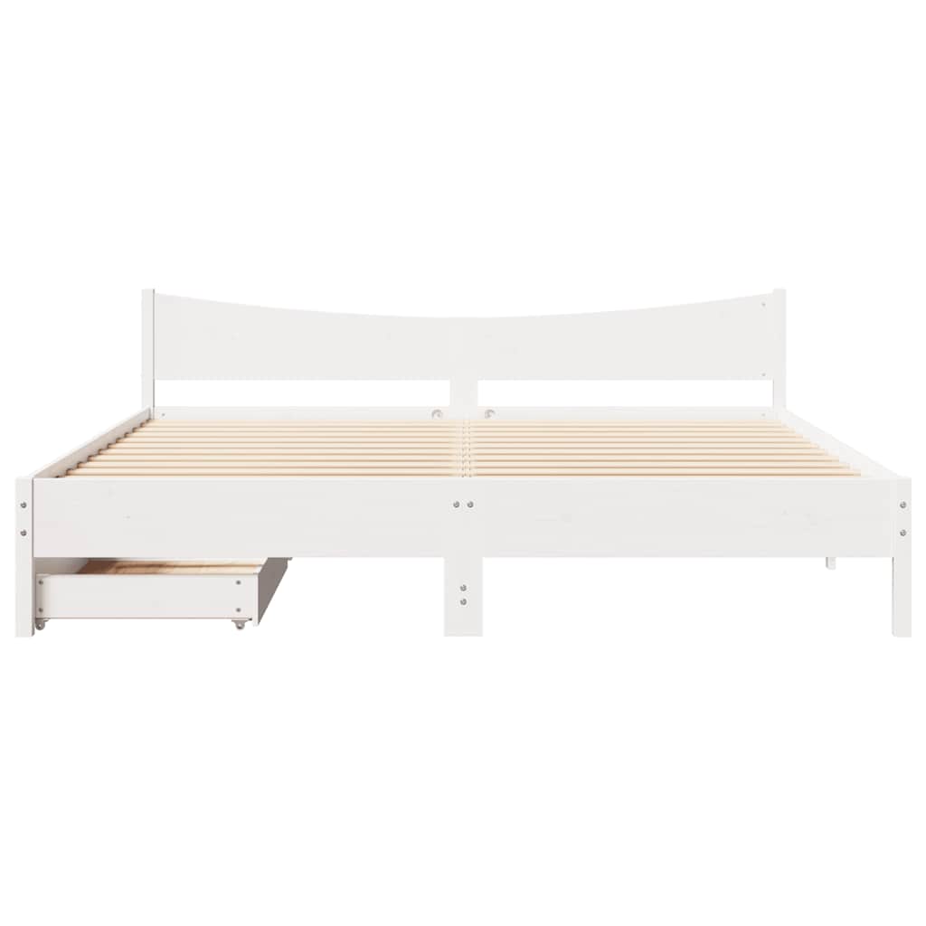 Bedframe met lades massief grenenhout wit 180x200 cm is nu te koop bij PeponiXL, paradijselijk wonen!