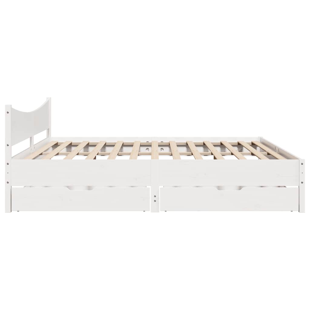 Bedframe met lades massief grenenhout wit 180x200 cm is nu te koop bij PeponiXL, paradijselijk wonen!