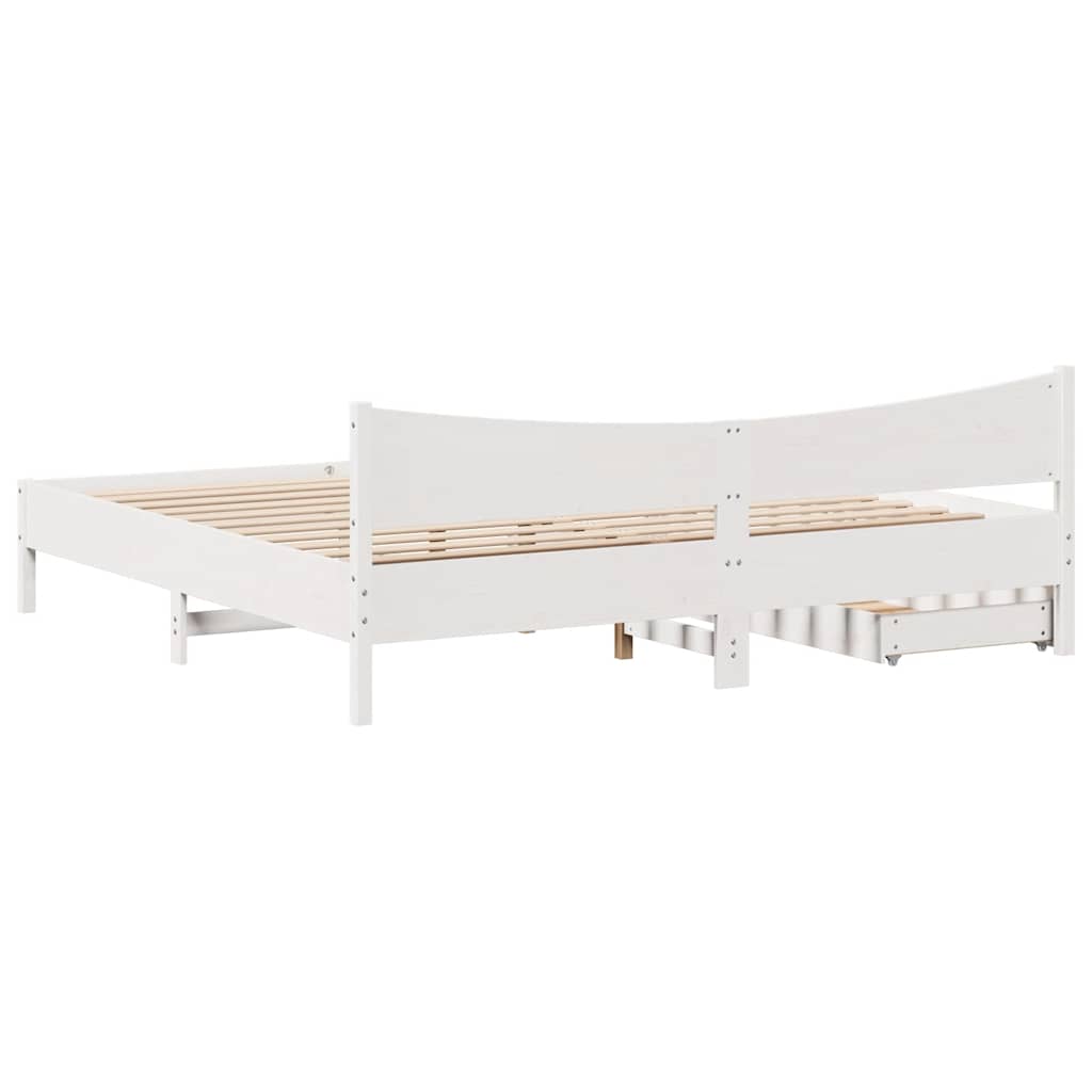 Bedframe met lades massief grenenhout wit 180x200 cm is nu te koop bij PeponiXL, paradijselijk wonen!
