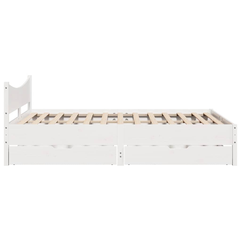 Bedframe met lades massief grenenhout wit 160x200 cm is nu te koop bij PeponiXL, paradijselijk wonen!