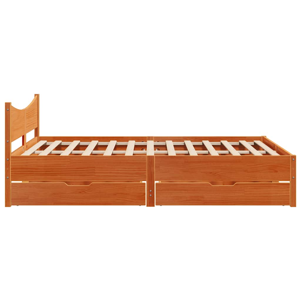 Bedframe met lades massief grenenhout wasbruin 160x200 cm is nu te koop bij PeponiXL, paradijselijk wonen!