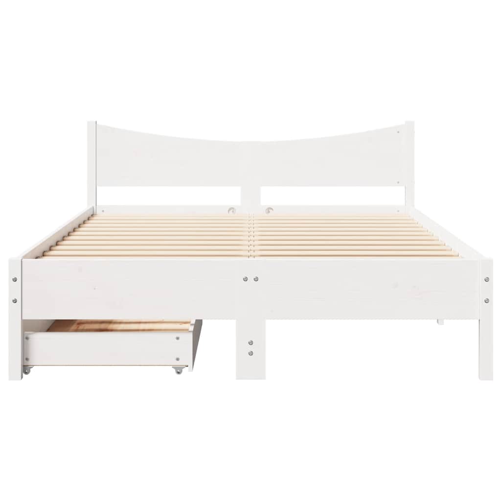 Bedframe met lades massief grenenhout wit 150x200 cm is nu te koop bij PeponiXL, paradijselijk wonen!