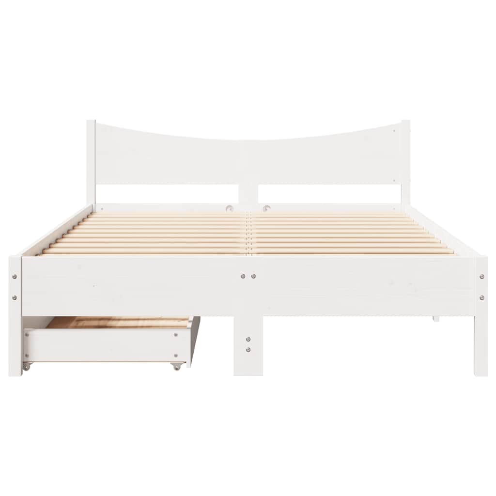 Bedframe met lades massief grenenhout wit 140x200 cm is nu te koop bij PeponiXL, paradijselijk wonen!