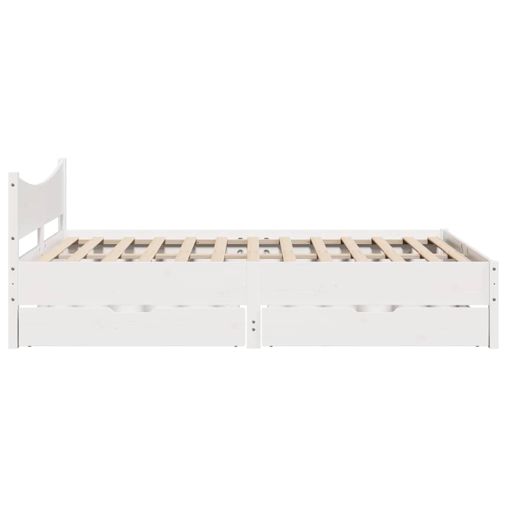 Bedframe met lades massief grenenhout wit 120x200 cm is nu te koop bij PeponiXL, paradijselijk wonen!