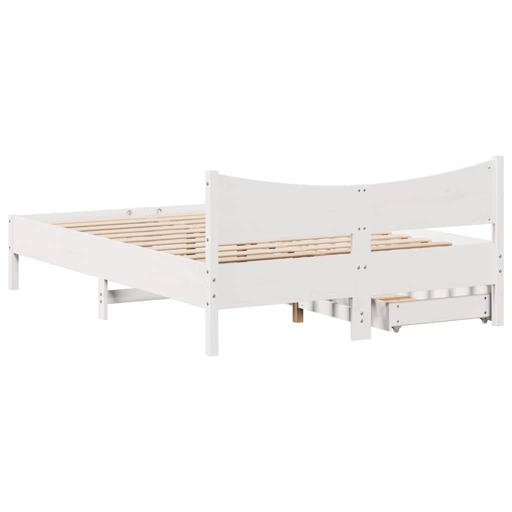 Bedframe met lades massief grenenhout wit 120x200 cm is nu te koop bij PeponiXL, paradijselijk wonen!