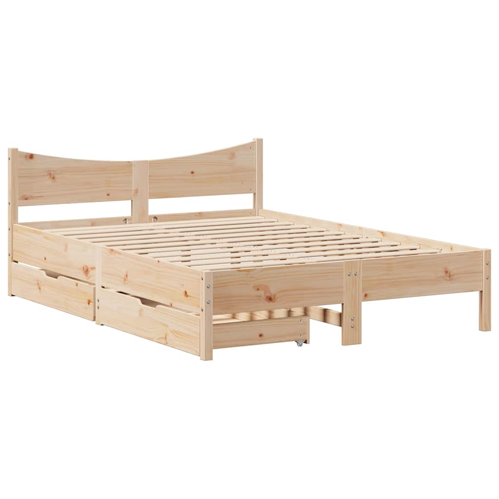 Bedframe met lades massief grenenhout 140x190 cm is nu te koop bij PeponiXL, paradijselijk wonen!