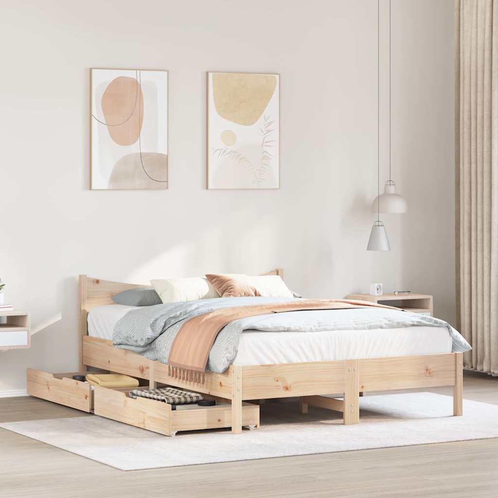 Bedframe met lades massief grenenhout 140x190 cm is nu te koop bij PeponiXL, paradijselijk wonen!