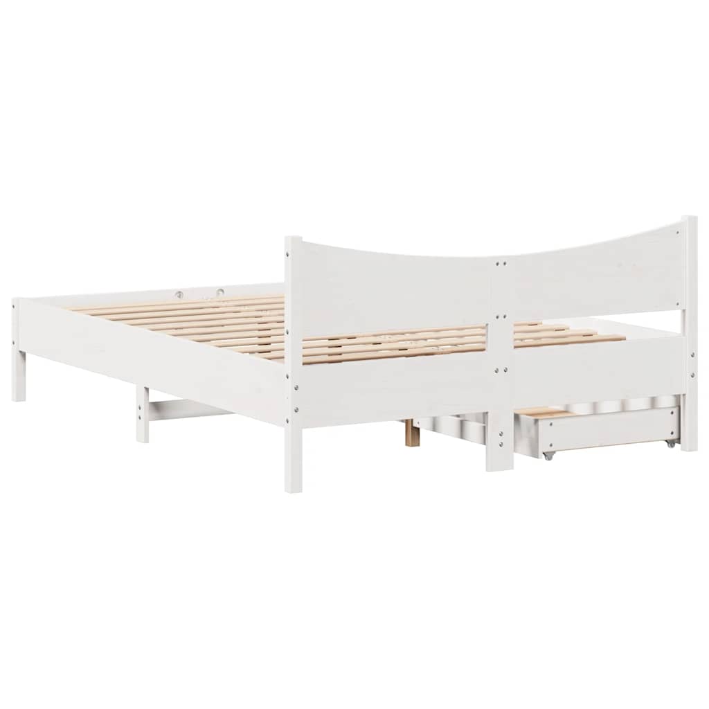 Bedframe met lades massief grenenhout wit 140x190 cm is nu te koop bij PeponiXL, paradijselijk wonen!