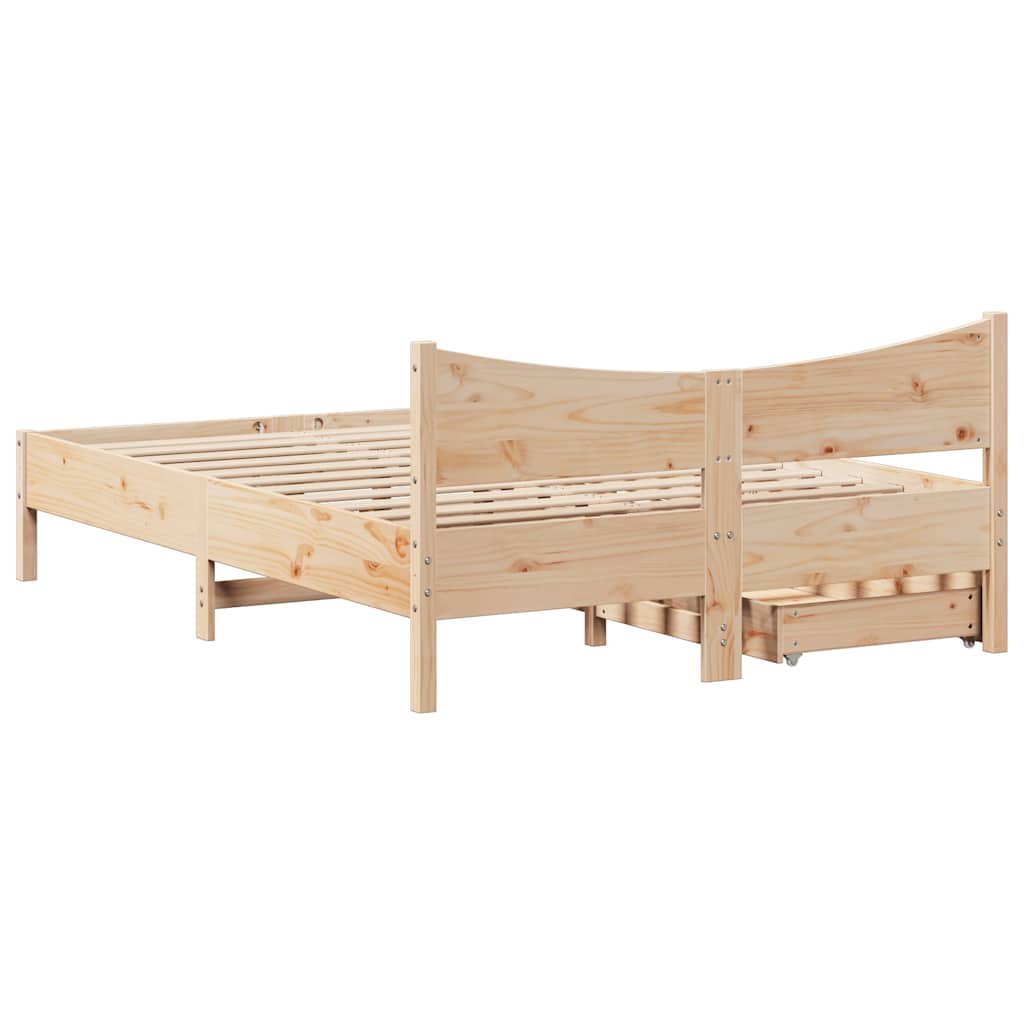 Bedframe met lades massief grenenhout 135x190 cm is nu te koop bij PeponiXL, paradijselijk wonen!