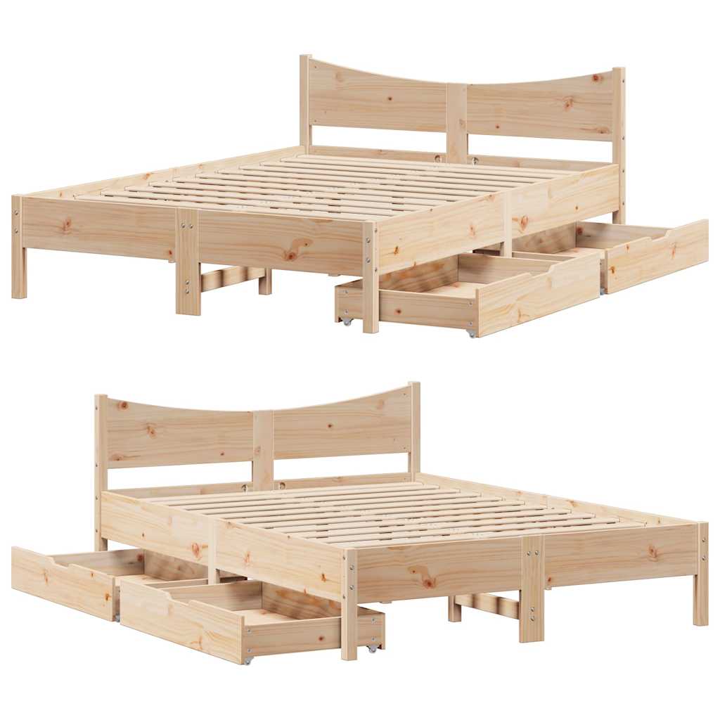 Bedframe met lades massief grenenhout 135x190 cm is nu te koop bij PeponiXL, paradijselijk wonen!