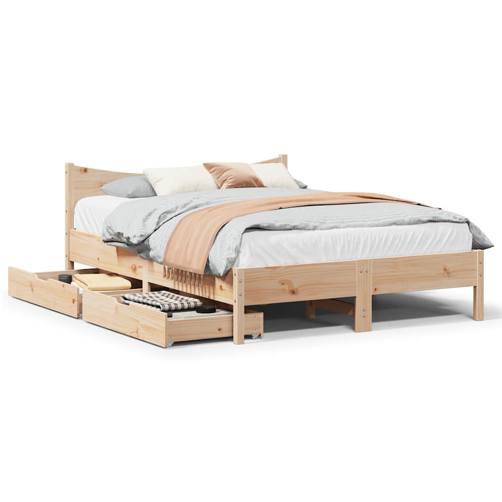 Bedframe met lades massief grenenhout 135x190 cm is nu te koop bij PeponiXL, paradijselijk wonen!