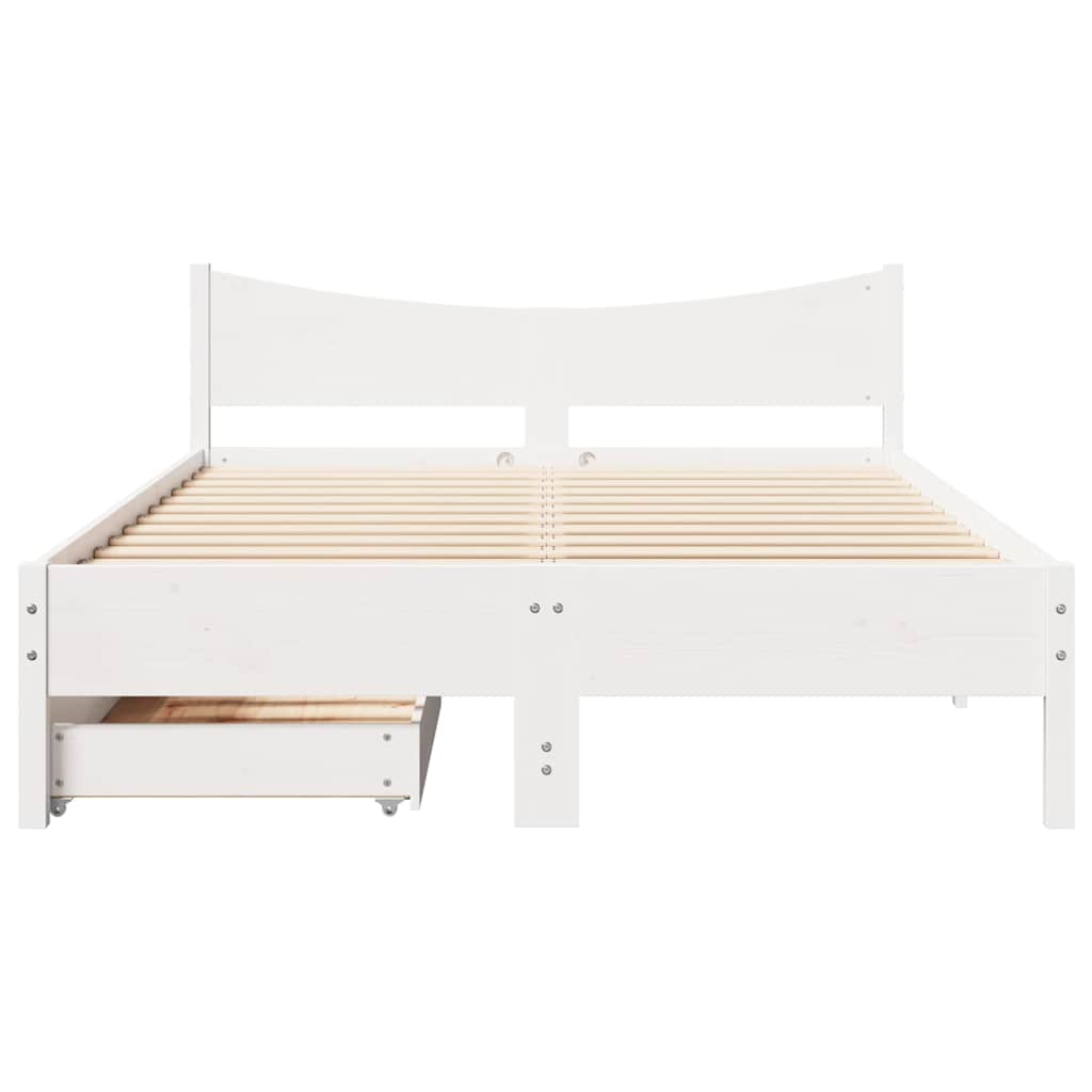 Bedframe met lades massief grenenhout wit 135x190 cm is nu te koop bij PeponiXL, paradijselijk wonen!