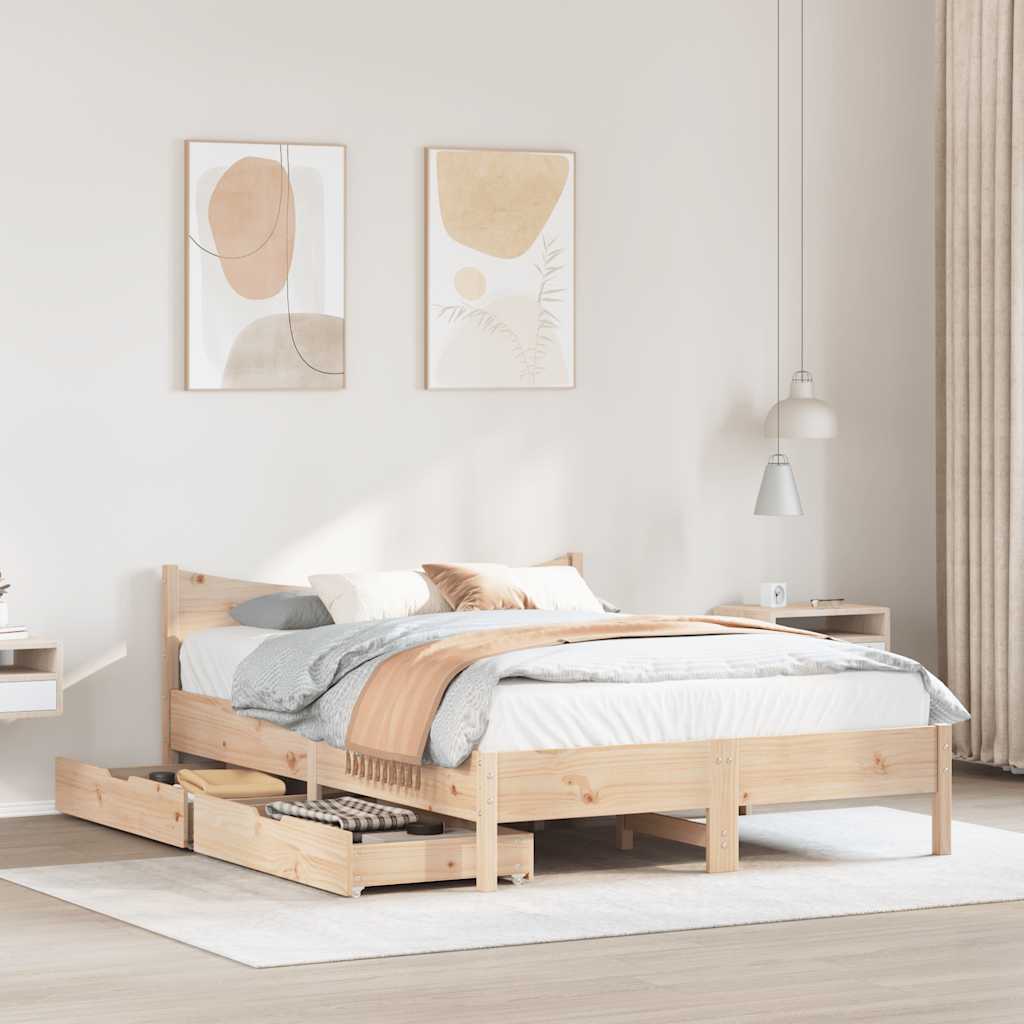 Bedframe met lades massief grenenhout 120x190 cm is nu te koop bij PeponiXL, paradijselijk wonen!