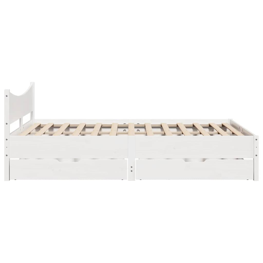 Bedframe met lades massief grenenhout wit 120x190 cm is nu te koop bij PeponiXL, paradijselijk wonen!