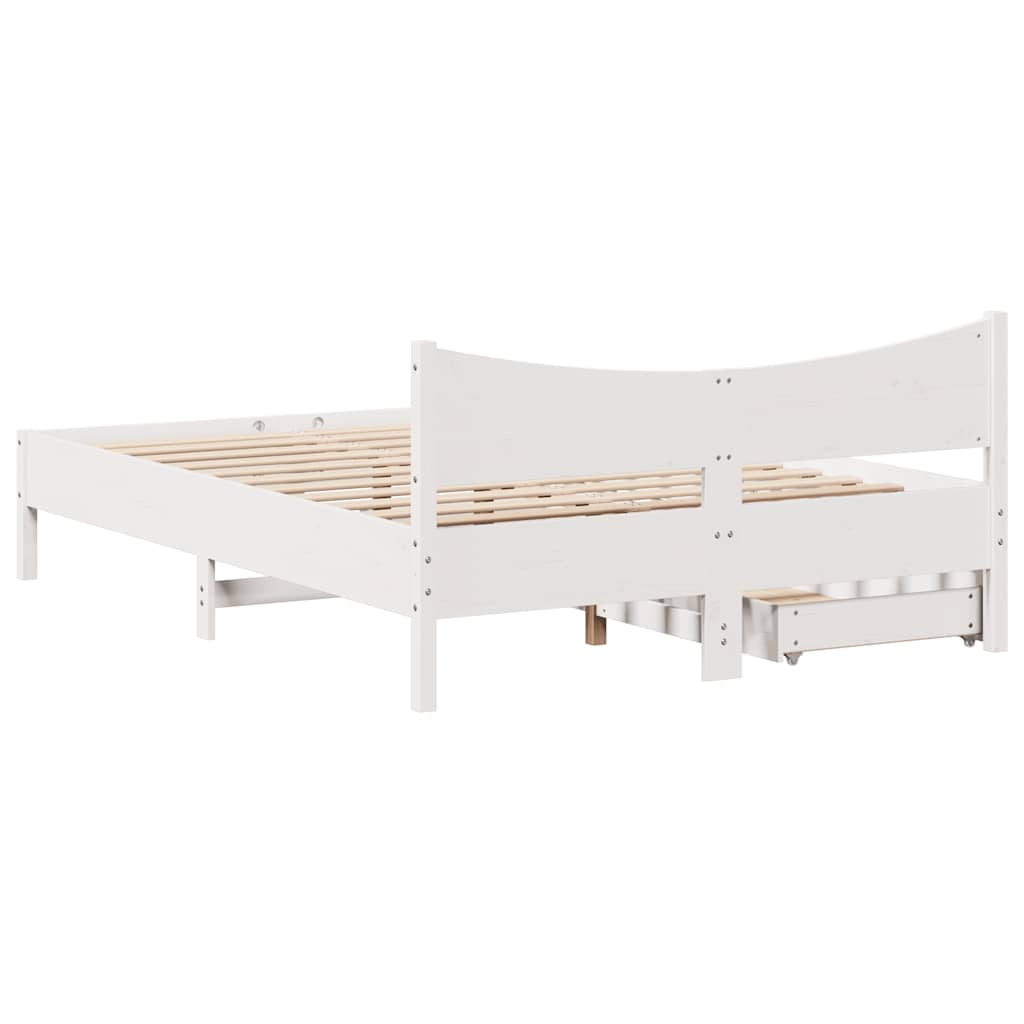 Bedframe met lades massief grenenhout wit 120x190 cm is nu te koop bij PeponiXL, paradijselijk wonen!
