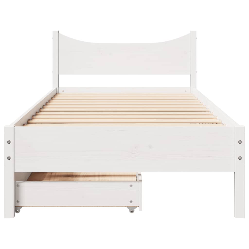 Bedframe met lades massief grenenhout wit 75x190 cm is nu te koop bij PeponiXL, paradijselijk wonen!