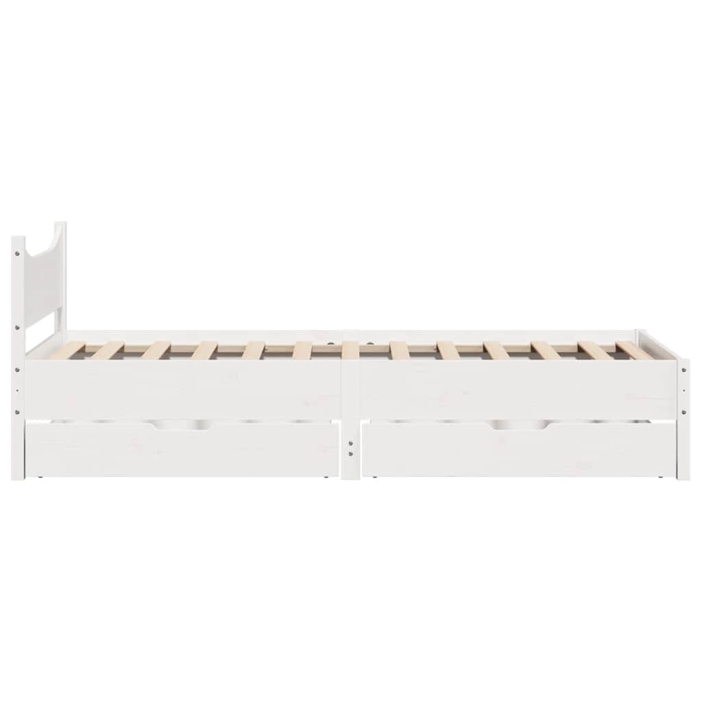 Bedframe met lades massief grenenhout wit 75x190 cm is nu te koop bij PeponiXL, paradijselijk wonen!