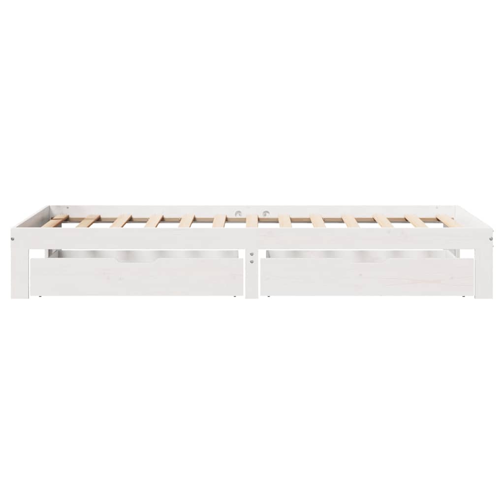 Bedframe met lades massief grenenhout wit 75x190 cm is nu te koop bij PeponiXL, paradijselijk wonen!