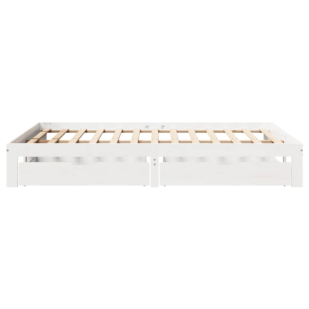 Bedframe met lades massief grenenhout wit 135x190 cm is nu te koop bij PeponiXL, paradijselijk wonen!