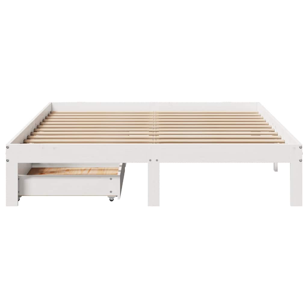 Bedframe met lades massief grenenhout wit 140x190 cm is nu te koop bij PeponiXL, paradijselijk wonen!