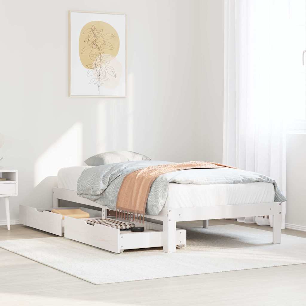 Bedframe met lades massief grenenhout wit 90x200 cm is nu te koop bij PeponiXL, paradijselijk wonen!