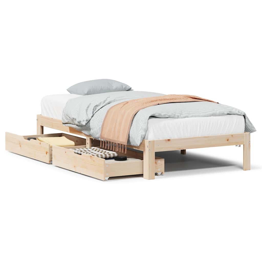 Bedframe met lades 100x200 cm massief grenenhout is nu te koop bij PeponiXL, paradijselijk wonen!