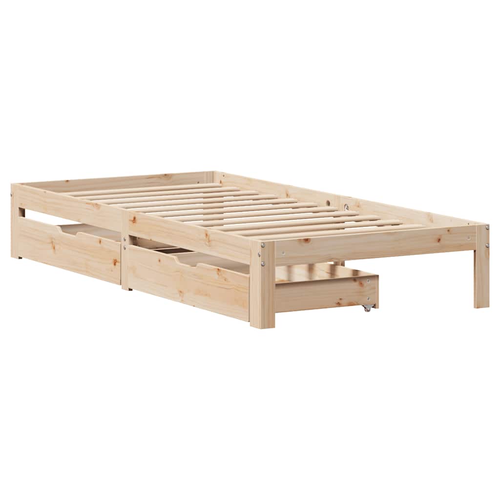 Bedframe met lades 100x200 cm massief grenenhout is nu te koop bij PeponiXL, paradijselijk wonen!