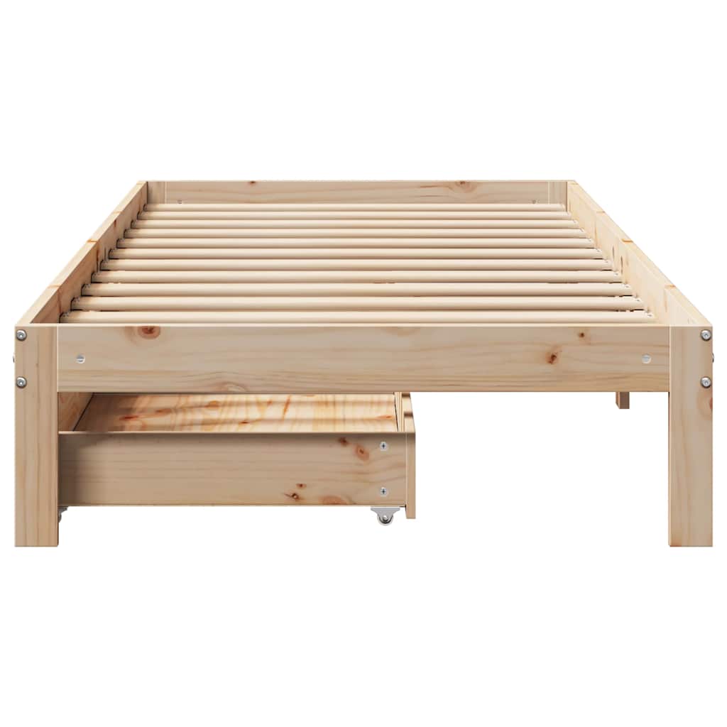 Bedframe met lades 100x200 cm massief grenenhout is nu te koop bij PeponiXL, paradijselijk wonen!
