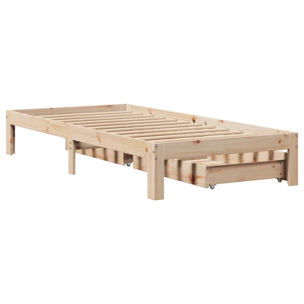 Bedframe met lades 100x200 cm massief grenenhout is nu te koop bij PeponiXL, paradijselijk wonen!