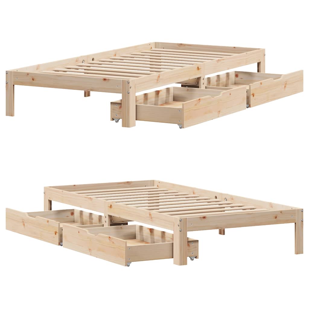 Bedframe met lades 100x200 cm massief grenenhout is nu te koop bij PeponiXL, paradijselijk wonen!