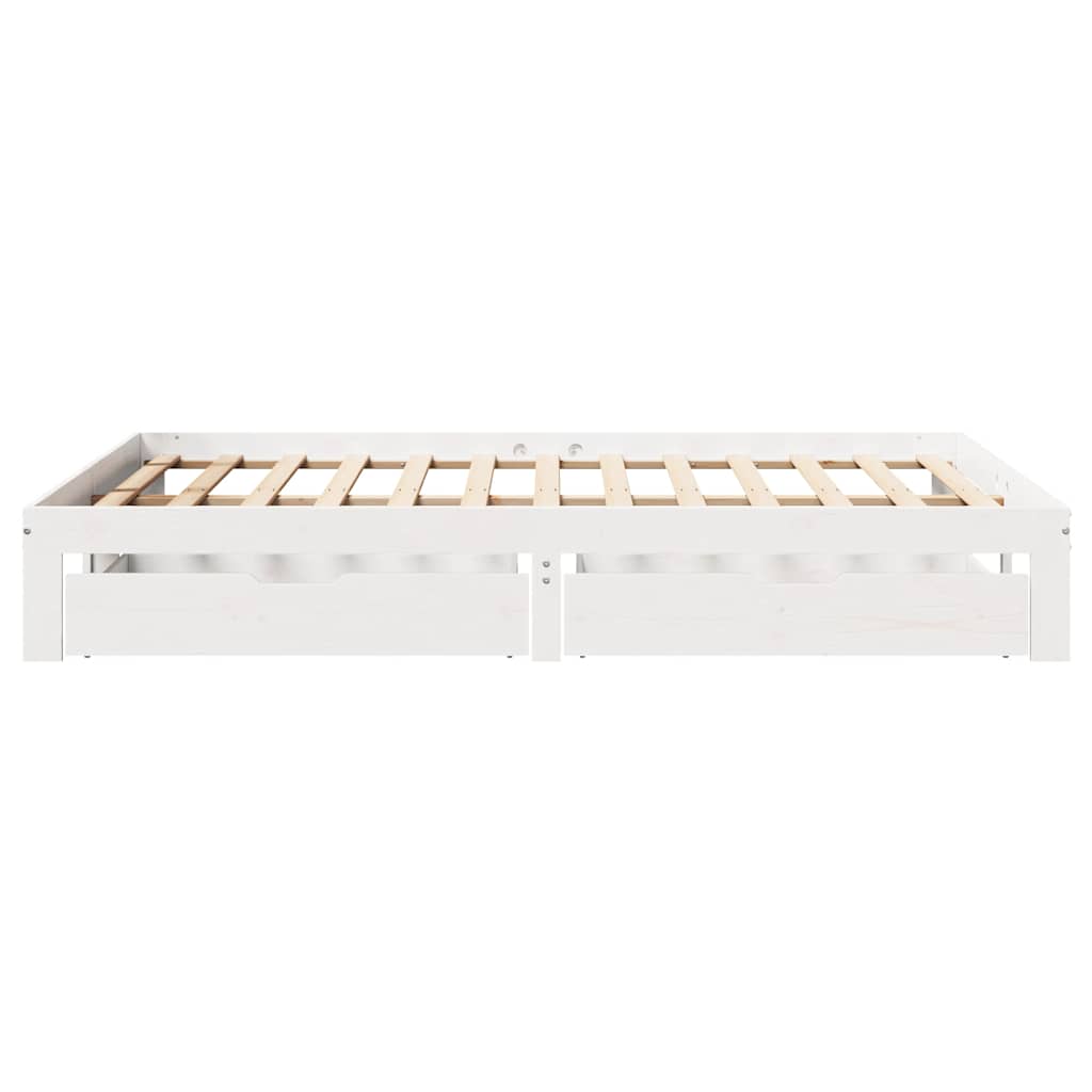 Bedframe met lades massief grenenhout wit 120x200 cm is nu te koop bij PeponiXL, paradijselijk wonen!