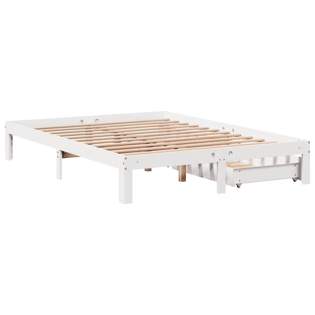 Bedframe met lades massief grenenhout wit 140x200 cm is nu te koop bij PeponiXL, paradijselijk wonen!
