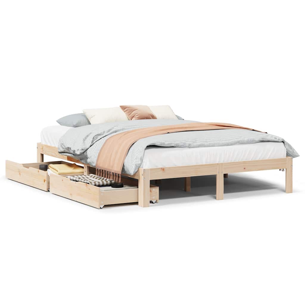 Bedframe met lades massief grenenhout 150x200 cm is nu te koop bij PeponiXL, paradijselijk wonen!