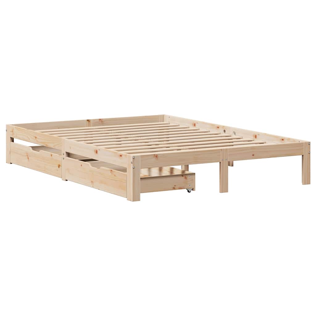 Bedframe met lades massief grenenhout 150x200 cm is nu te koop bij PeponiXL, paradijselijk wonen!