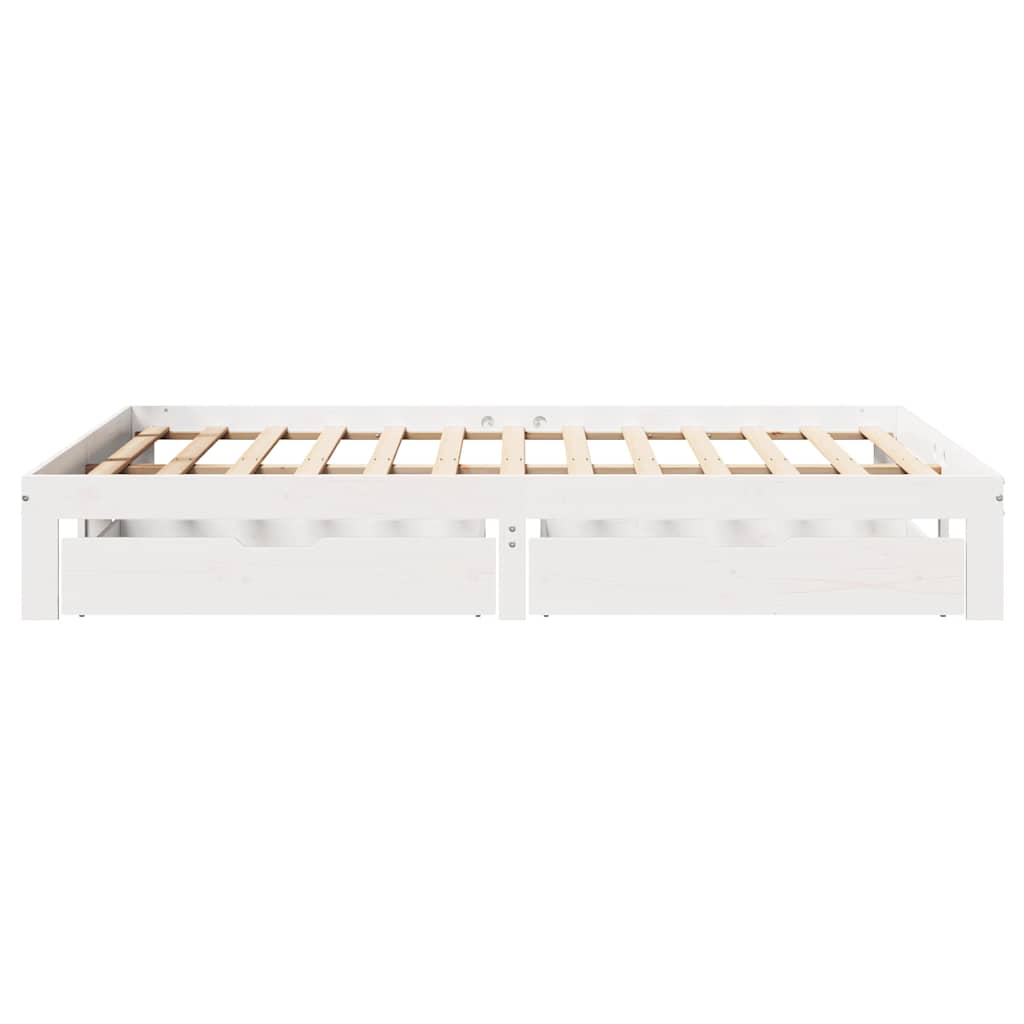 Bedframe met lades massief grenenhout wit 150x200 cm is nu te koop bij PeponiXL, paradijselijk wonen!