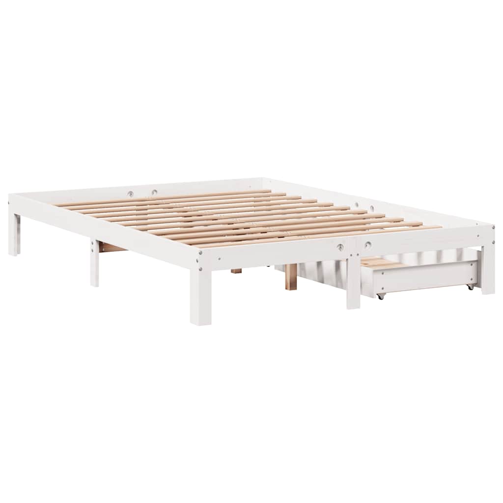 Bedframe met lades massief grenenhout wit 150x200 cm is nu te koop bij PeponiXL, paradijselijk wonen!
