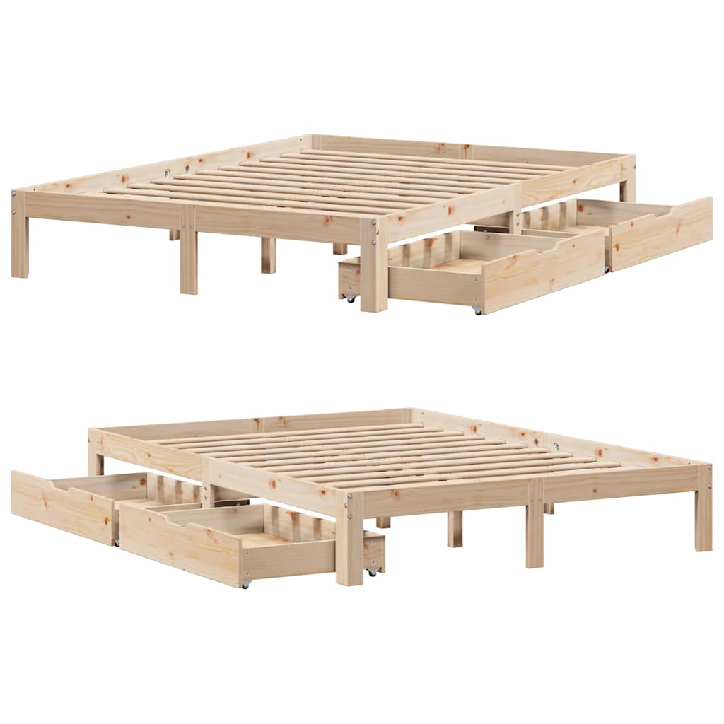 Bedframe met lades massief grenenhout 160x200 cm is nu te koop bij PeponiXL, paradijselijk wonen!