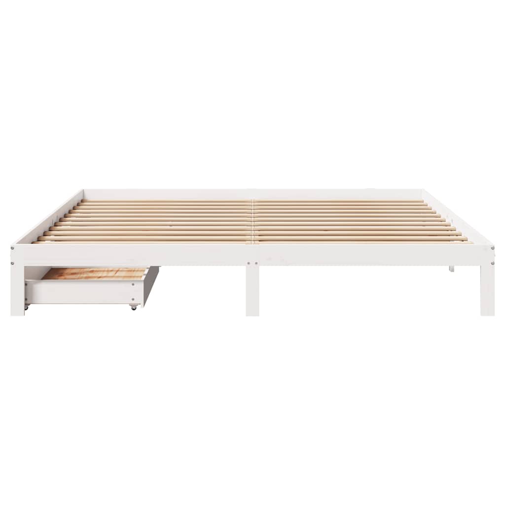 Bedframe met lades massief grenenhout wit 180x200 cm is nu te koop bij PeponiXL, paradijselijk wonen!