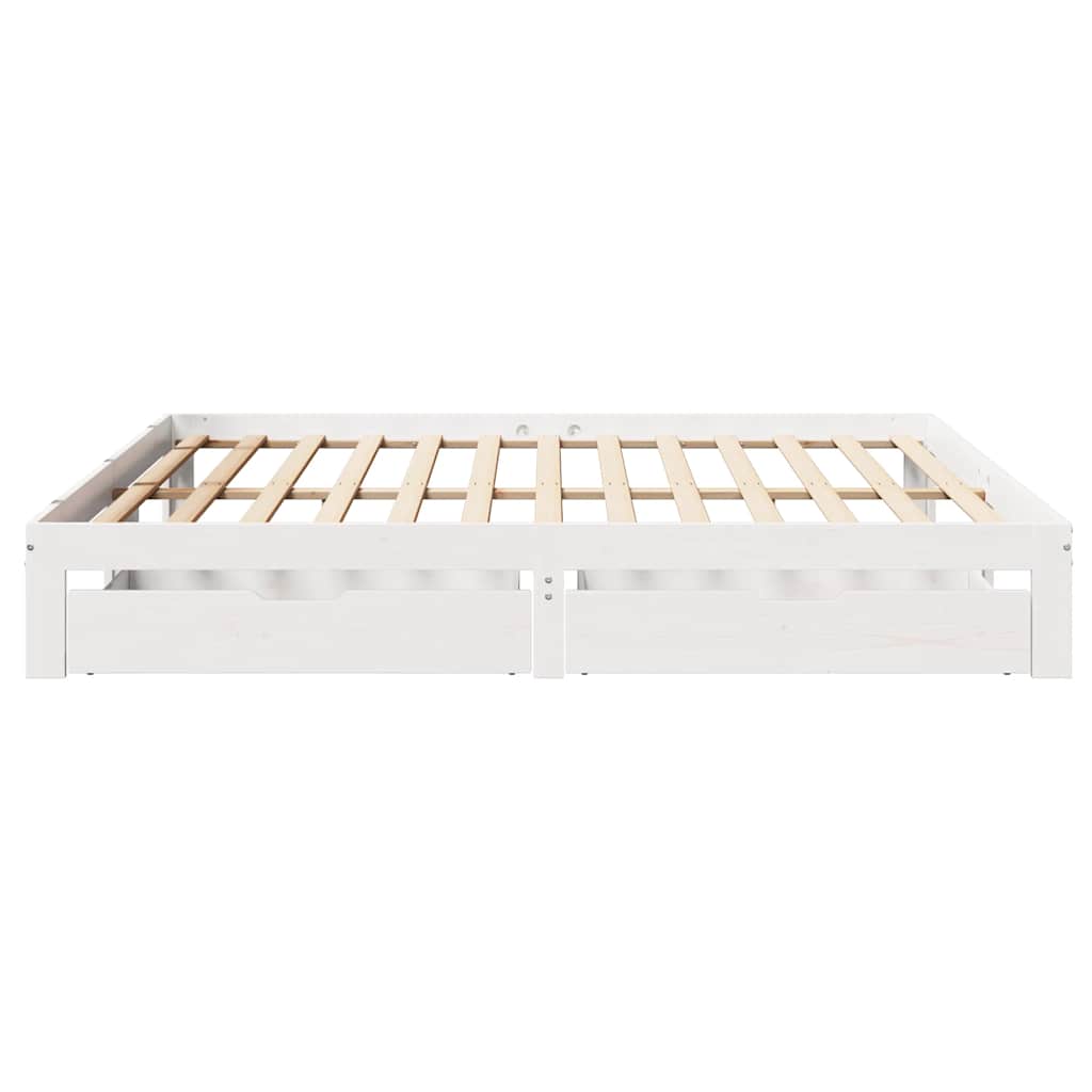 Bedframe met lades massief grenenhout wit 180x200 cm is nu te koop bij PeponiXL, paradijselijk wonen!